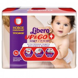 Подгузники-трусики 32 шт. Libero Зооколлекция ап энд гоу макси 7-11кг