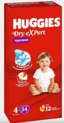 Подгузники-трусики 54 шт. Huggies Драй эксперт 9-14 кг р. 4